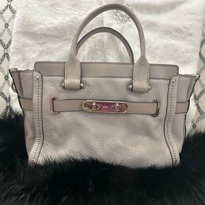 Gray leather Coach satchel